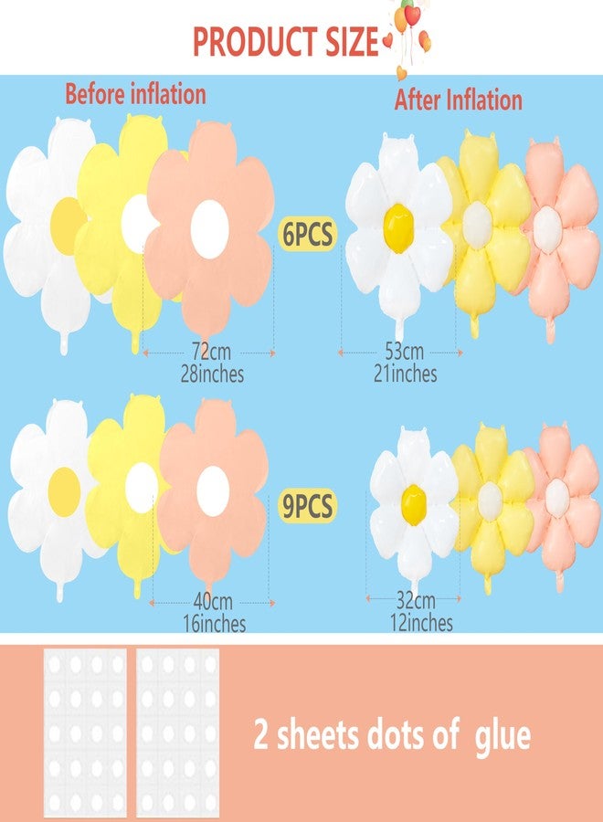 CUUSNNY Boho Daisy Balloon Flower Balloons,15 Pcs Colorful Daisy Flower Balloons for Hippie Theme Party Birthday Wedding Baby Shower Decorations Supplies (pink yellow white) - Image 2